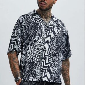 Monochrome Patterned Men's Casual Shirt